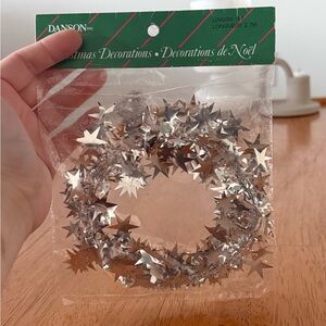 Vintage Packaged Danson Silver Star Tinsel Wire Garland Christmas Decor